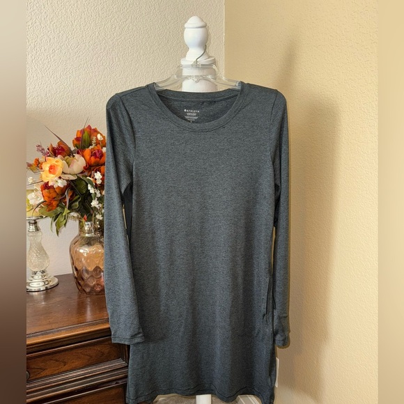 HTF ATHLETA Uptempo Dress Women's Size Small in Black Heather Long Sleeve - Picture 3 of 6
